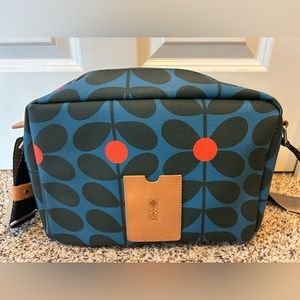 NEW ORLA KIELY SIXTIES STEM VINYL LUGGAGE FLIGHT BAG IN KINGFISHER